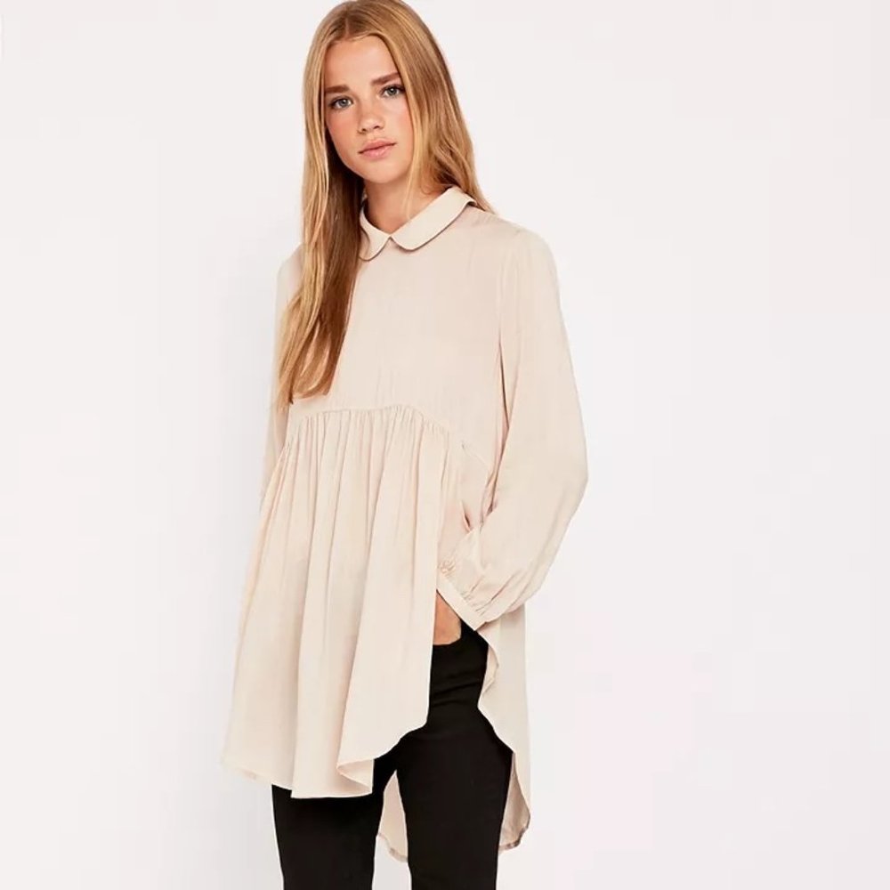 Cooperative Babydoll Tunic Top Beige Sz XS